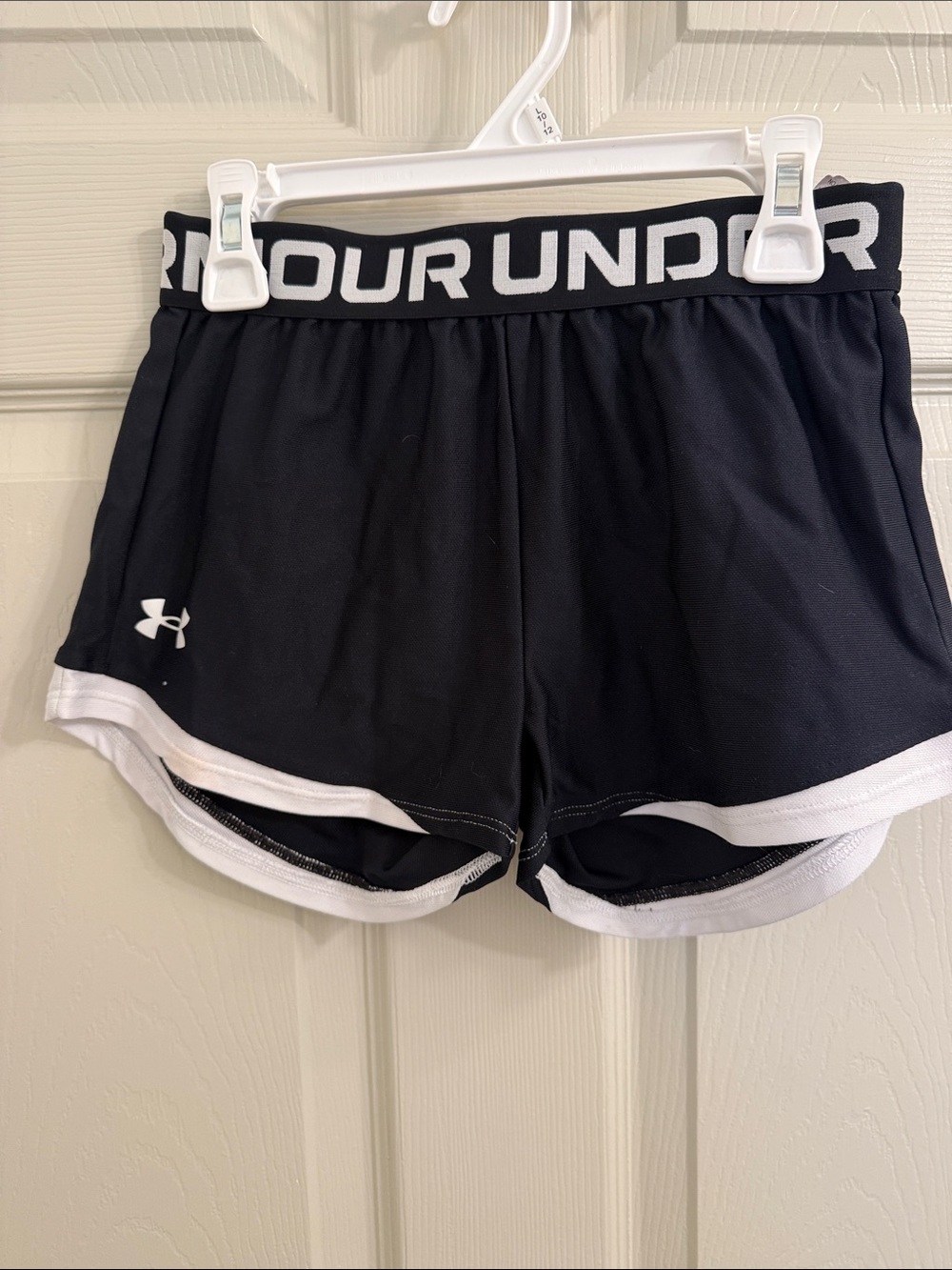Under Armour Black Athletic Shorts with White Trim